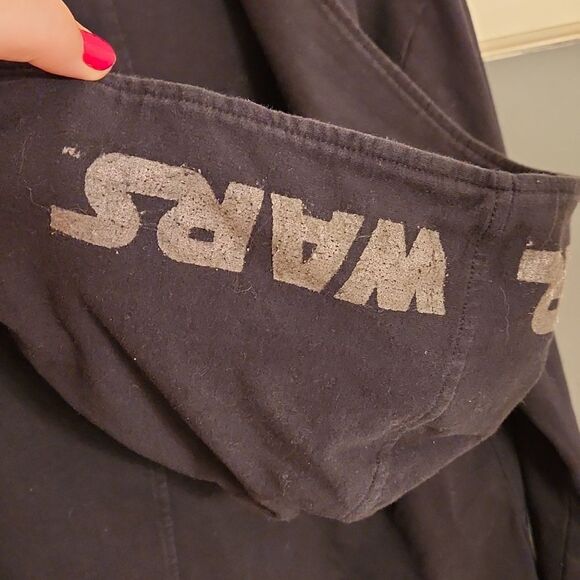 Star Wars Women's Black Zip-Up Hoodie w/ Words on Hood Size M - Picture 11 of 11